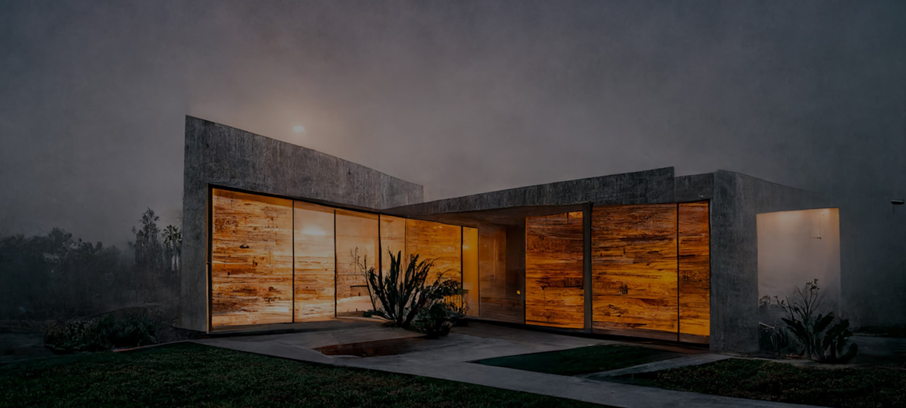Modern building clad in warm timber panels